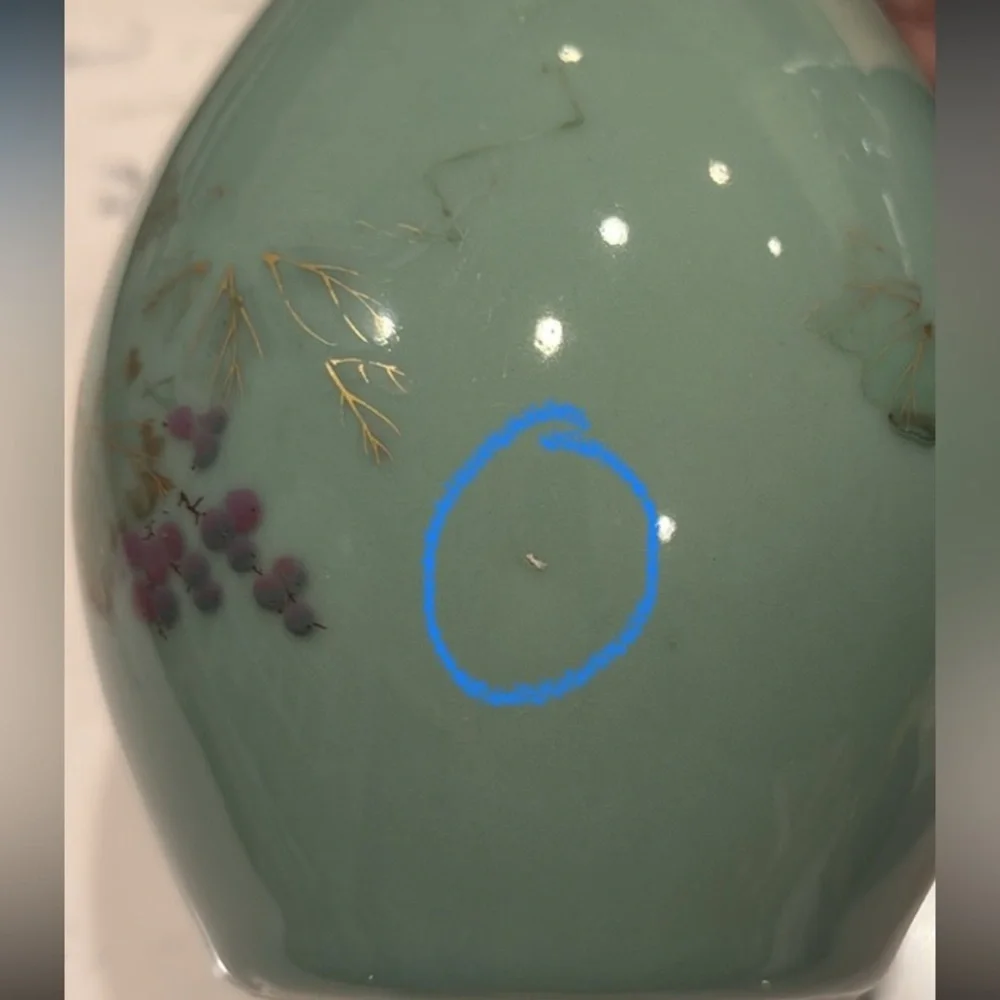 Asian Turquoise Gilt Decorated Crane Neck Porcelain Glazed Large Vase #2